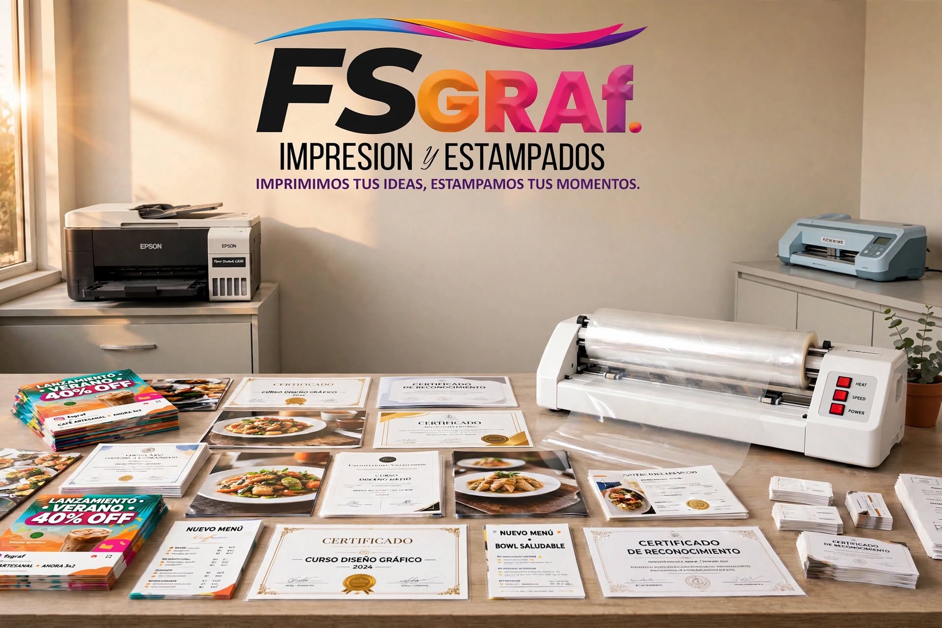 Plastificado y laminado de documentos e impresiones.